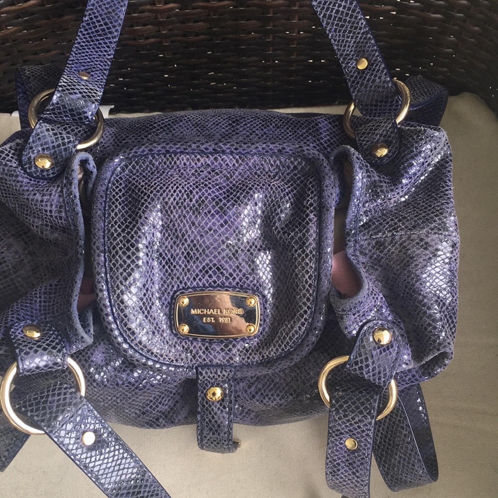 Michael Kors Purple Snakeskin Python Leather Tote - image 7